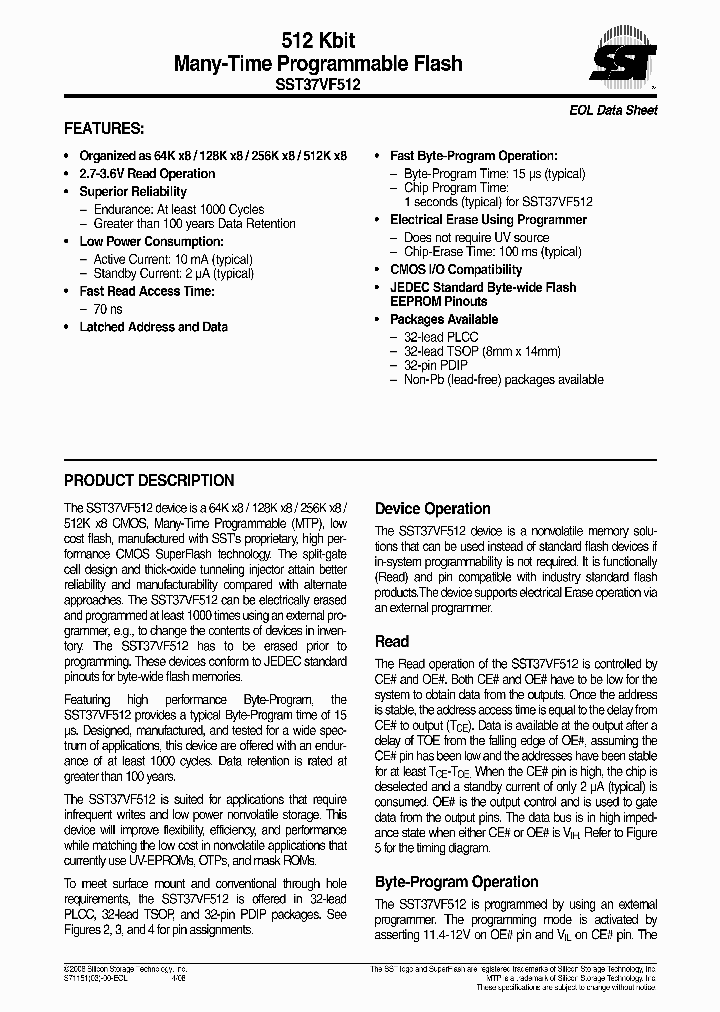 SST37VF512-70-3C-WHE_6002483.PDF Datasheet