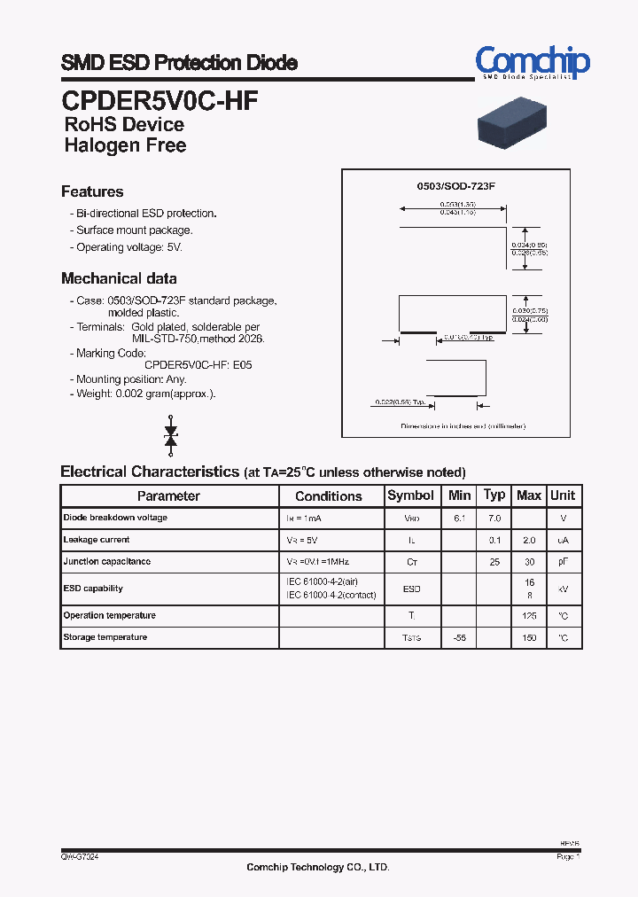 CPDER5V0C-HF_6008509.PDF Datasheet