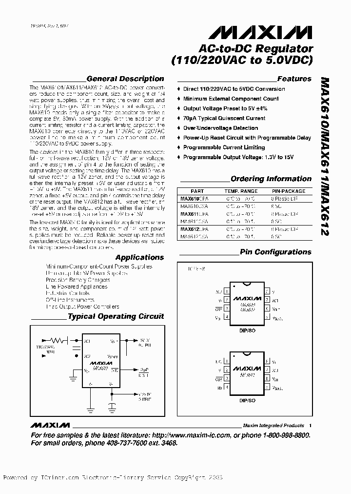 MAX610CPA_6097197.PDF Datasheet