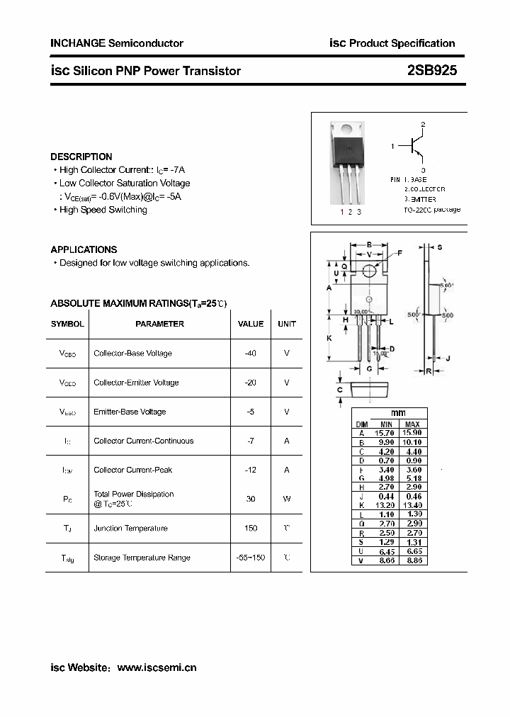 2SB925_6171713.PDF Datasheet