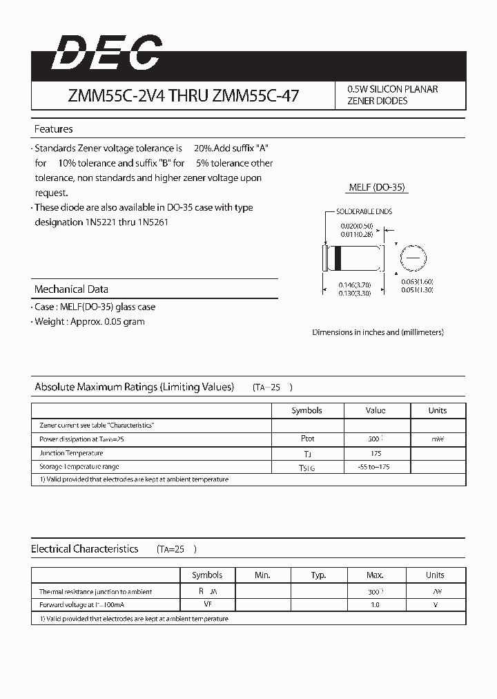 ZMM55C-2V7_6329239.PDF Datasheet
