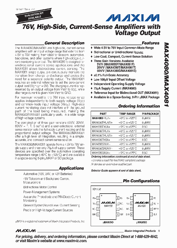 MAX4080FAUV_6378344.PDF Datasheet