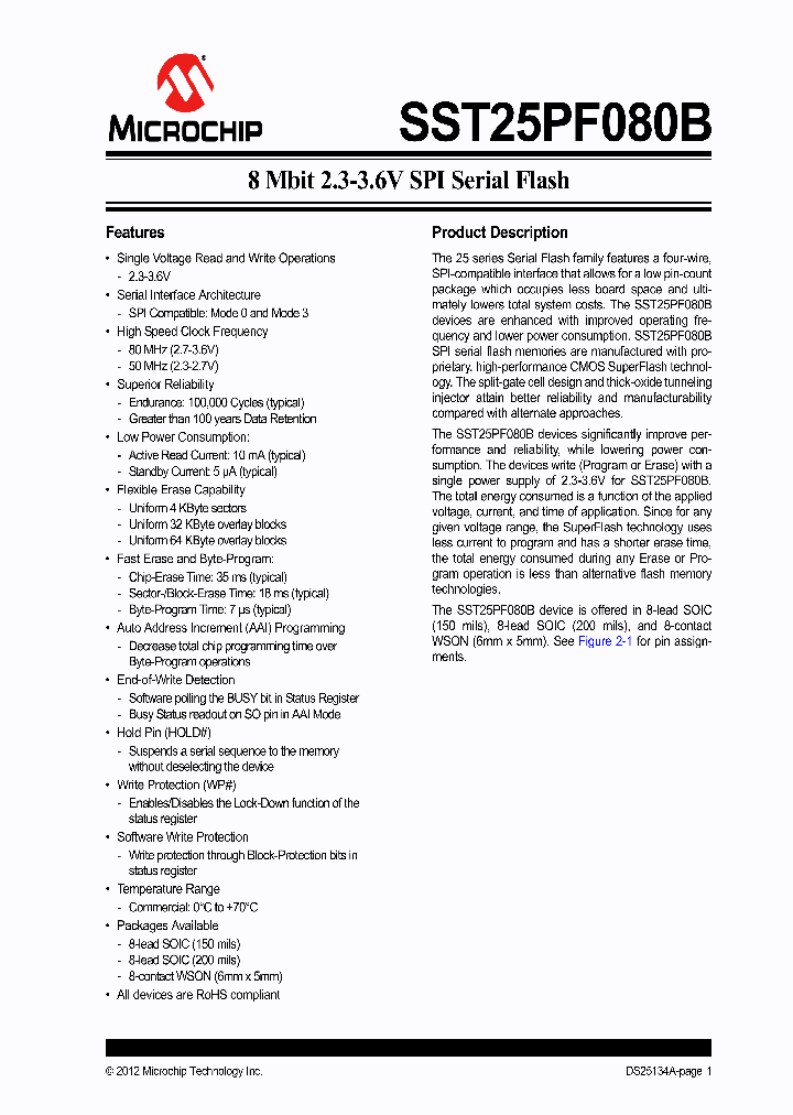 SST25PF080B-80-4C-S2AE_6404241.PDF Datasheet