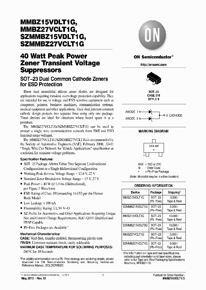 SZMMBZ27VCLT1G_6457277.PDF Datasheet