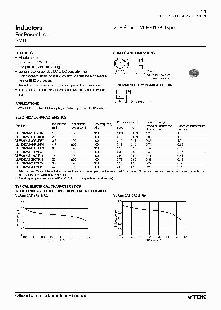 VLF3012AT-100MR49_6514995.PDF Datasheet