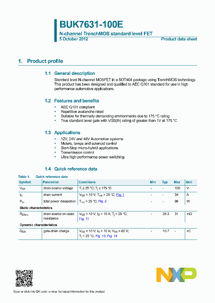 BUK7631-100E_6526408.PDF Datasheet