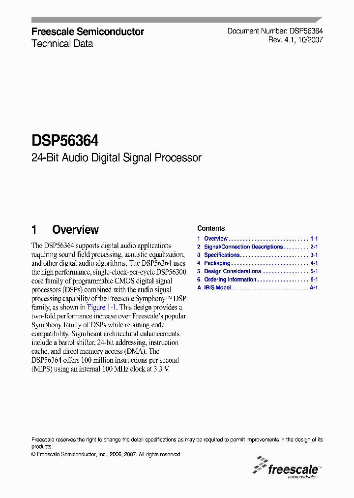 DSPB56364AF100_6600426.PDF Datasheet