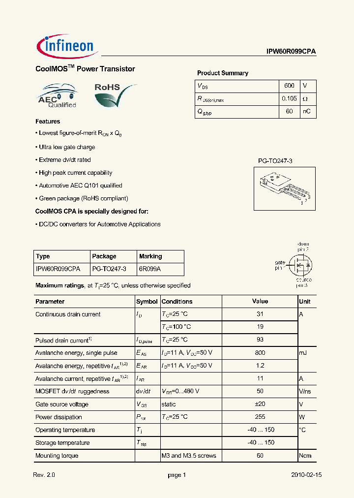 IPW60R099CPA_6634655.PDF Datasheet