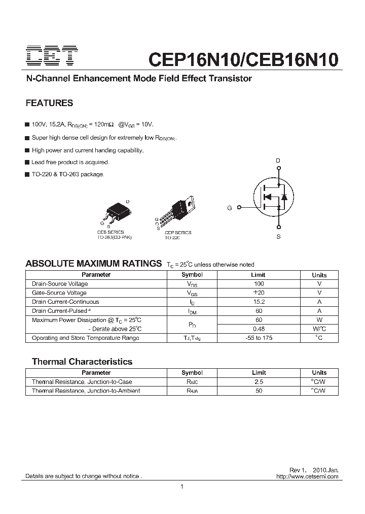 CEP16N10_6706741.PDF Datasheet