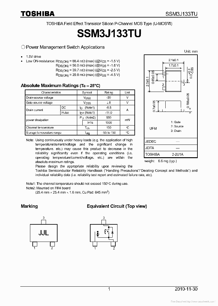 SSM3J133TU_6873721.PDF Datasheet