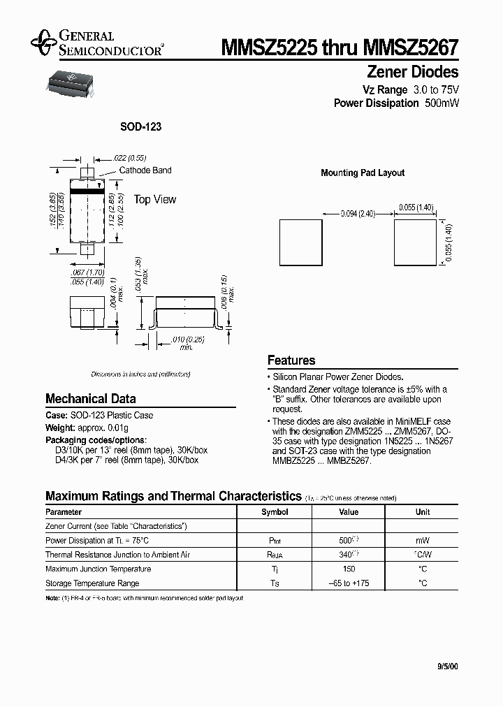 GENERALSEMICONDUCTORINC-MMSZ5225_6711144.PDF Datasheet