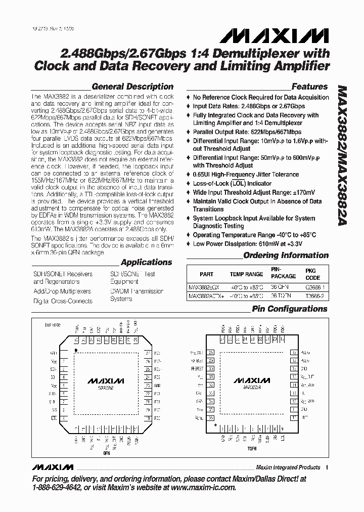 MAX3882EGX_6736156.PDF Datasheet