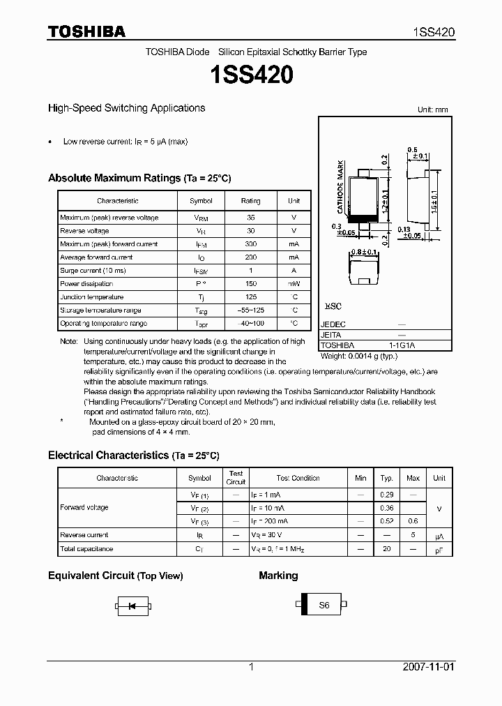 1SS420TPL3F_6938660.PDF Datasheet