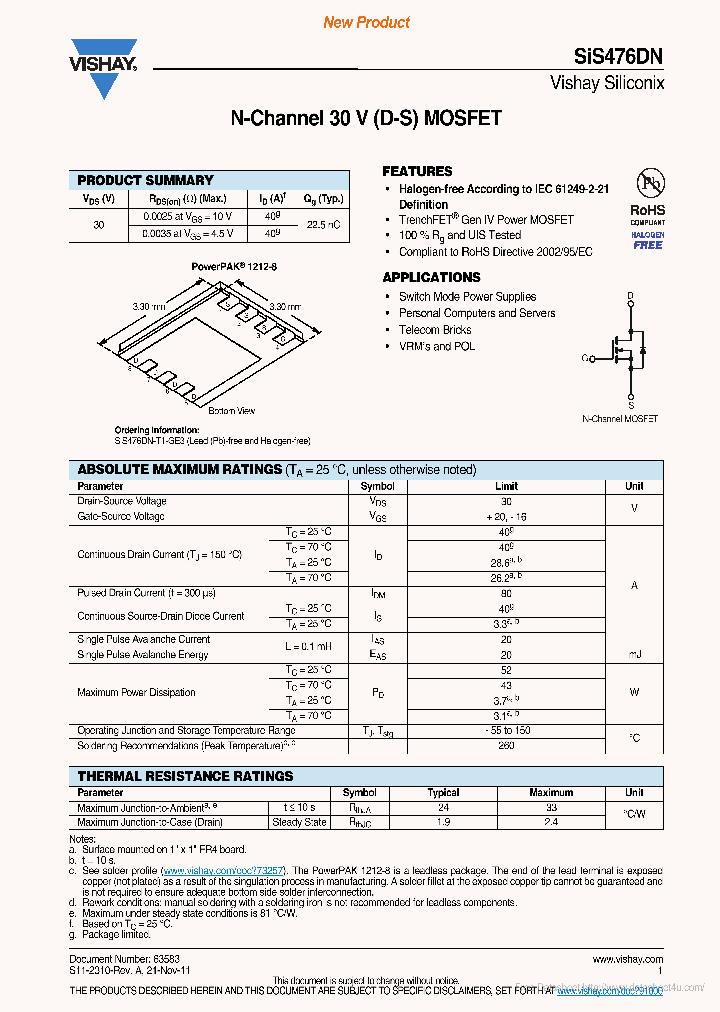 SIS476DN_6945557.PDF Datasheet