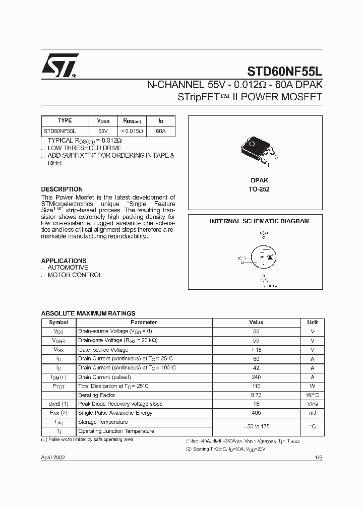 STD60NF55LT4_6815729.PDF Datasheet