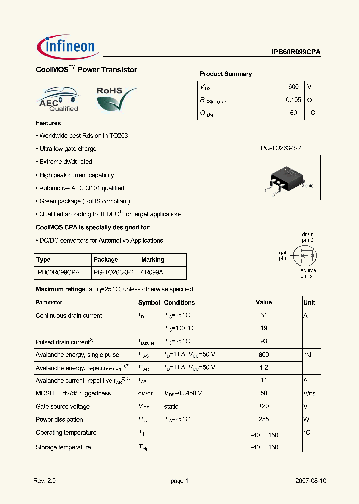 IPB60R099CPA_6831506.PDF Datasheet