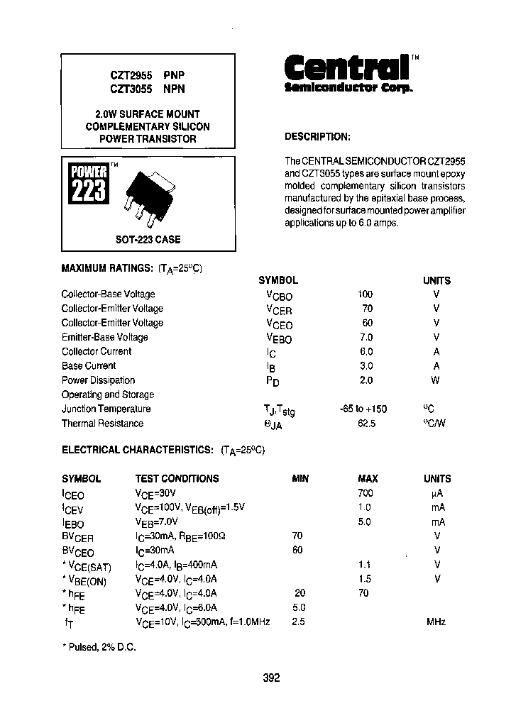 CZT3055TR13LEADFREE_6847456.PDF Datasheet