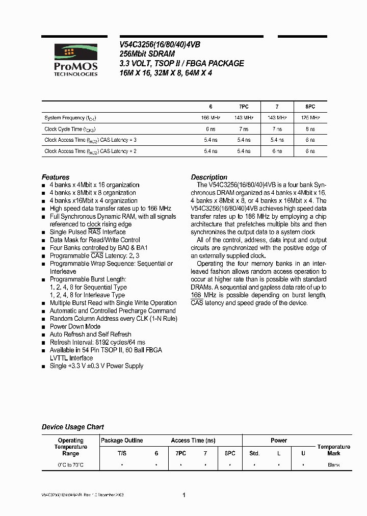 V54C3256164VBUS7PC_6869987.PDF Datasheet