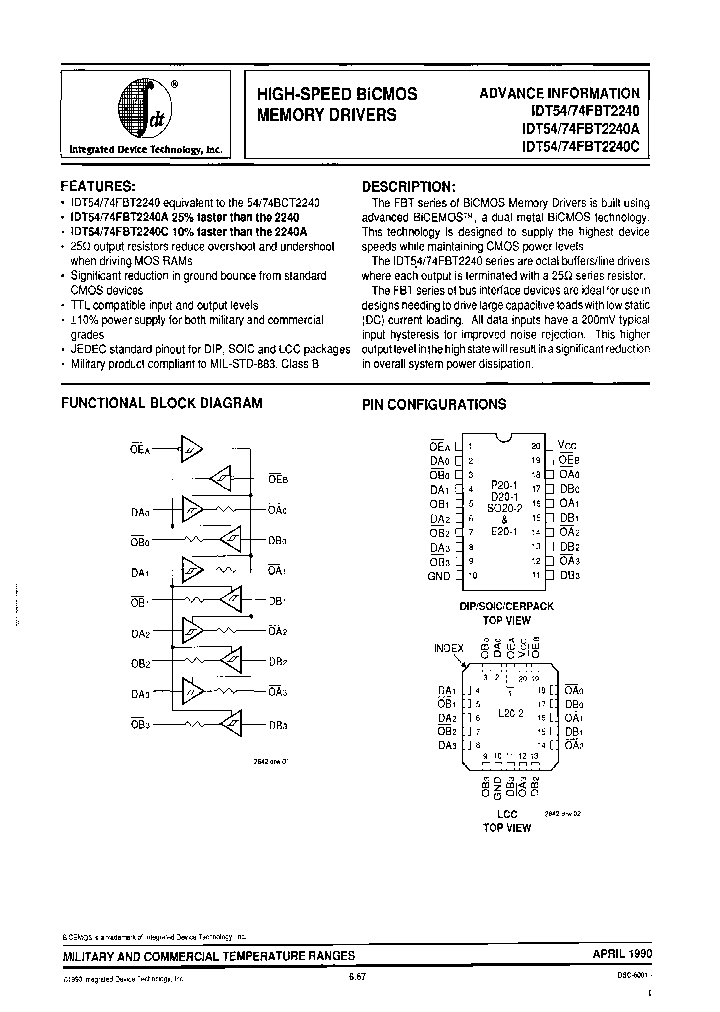 IDT54FBT2240CLB_6914151.PDF Datasheet