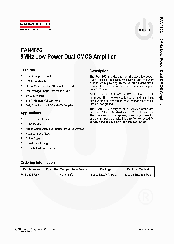 FAN4852IMU8X_6972224.PDF Datasheet
