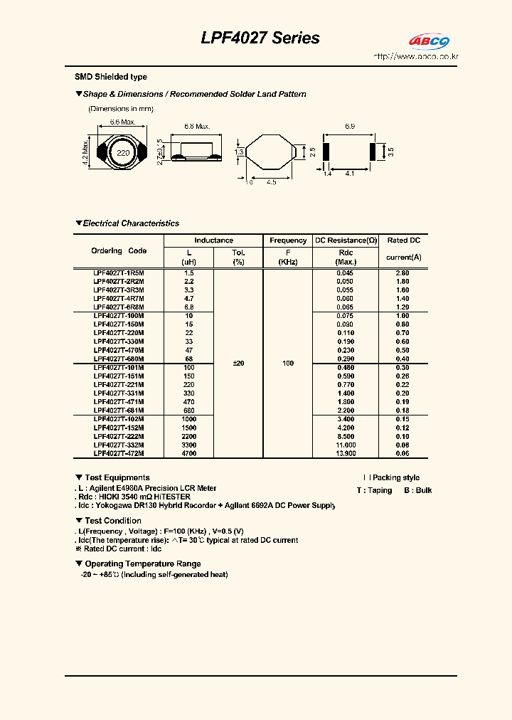 LPF4027T-152M_6992553.PDF Datasheet
