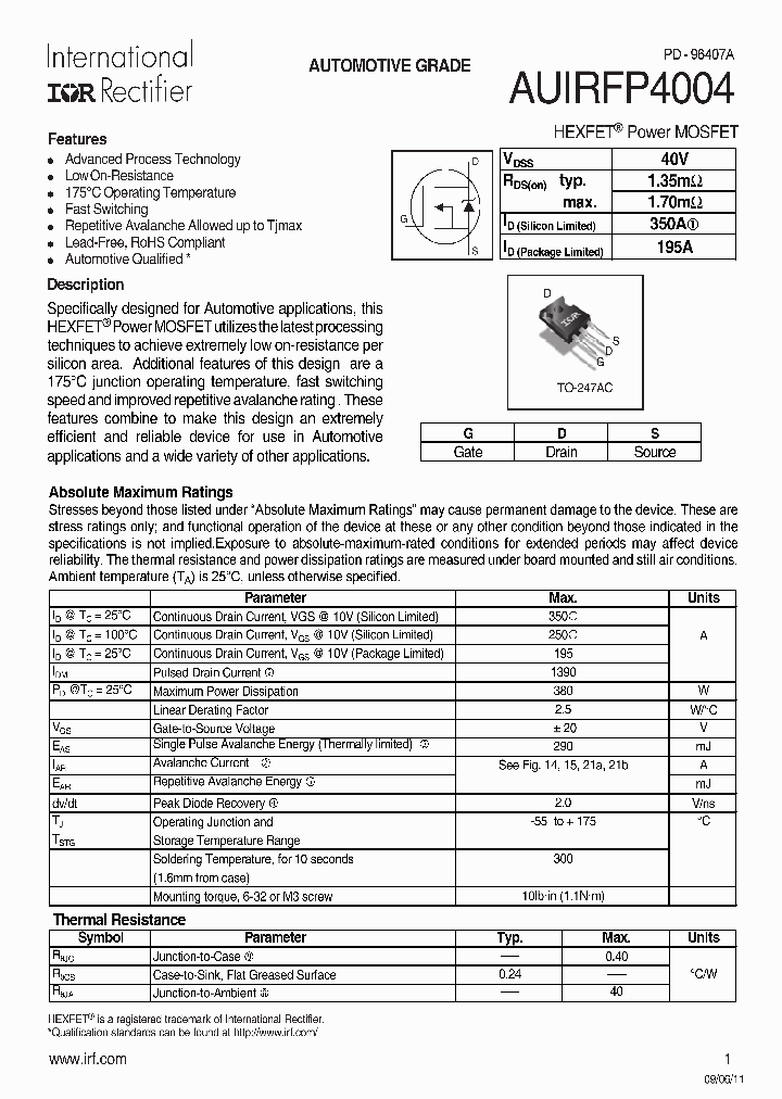 AUIRFP4004_6997934.PDF Datasheet