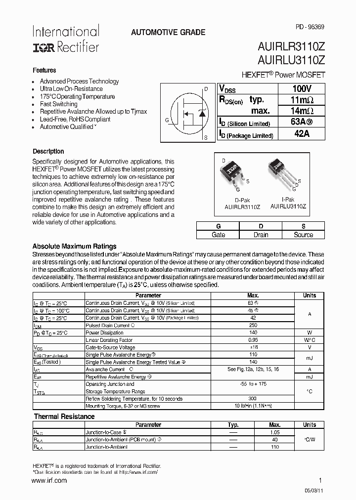 AUIRLR3110Z_7008988.PDF Datasheet