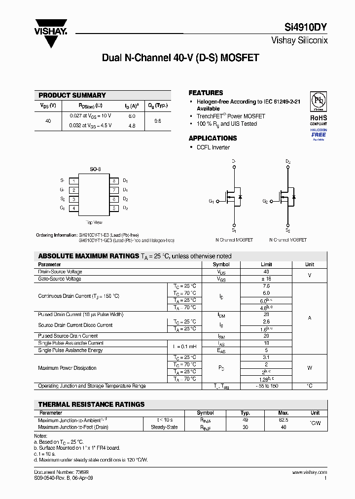 SI4910DY-T1-GE3_7103205.PDF Datasheet