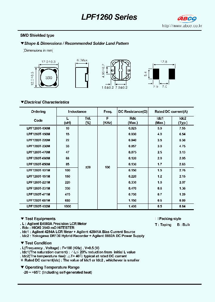 LPF1260T-330M_7127054.PDF Datasheet