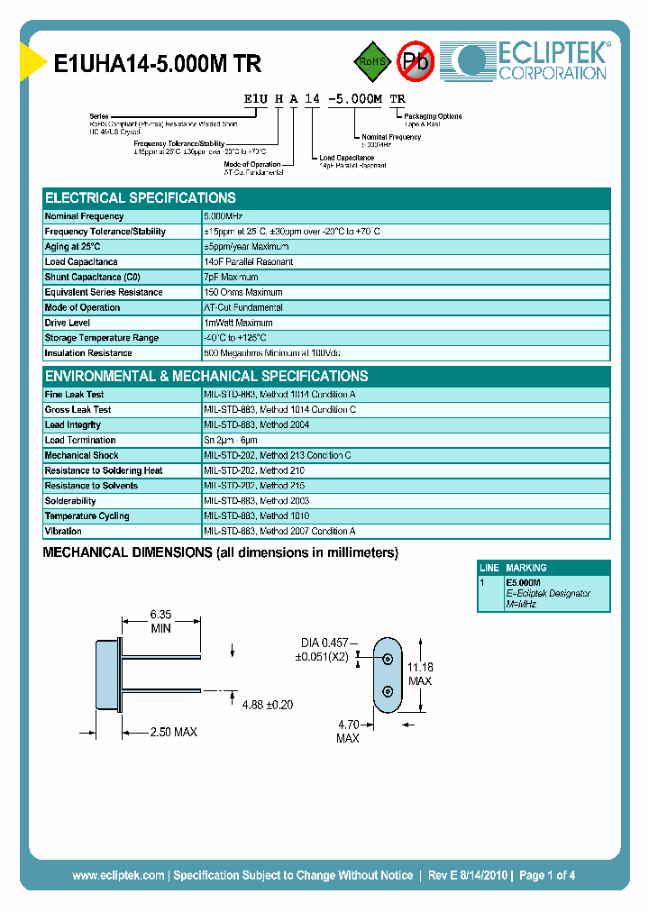 E1UHA14-5000MTR_7124470.PDF Datasheet