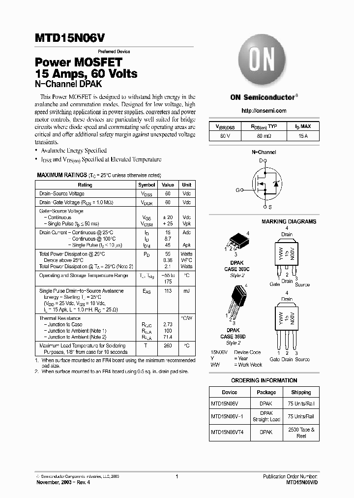 MTD15N06V-1_7150289.PDF Datasheet