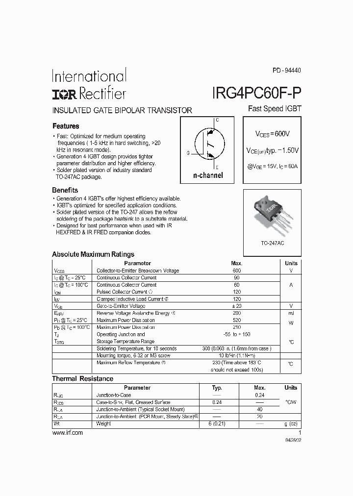 IRG4PC60F-EP_7150509.PDF Datasheet