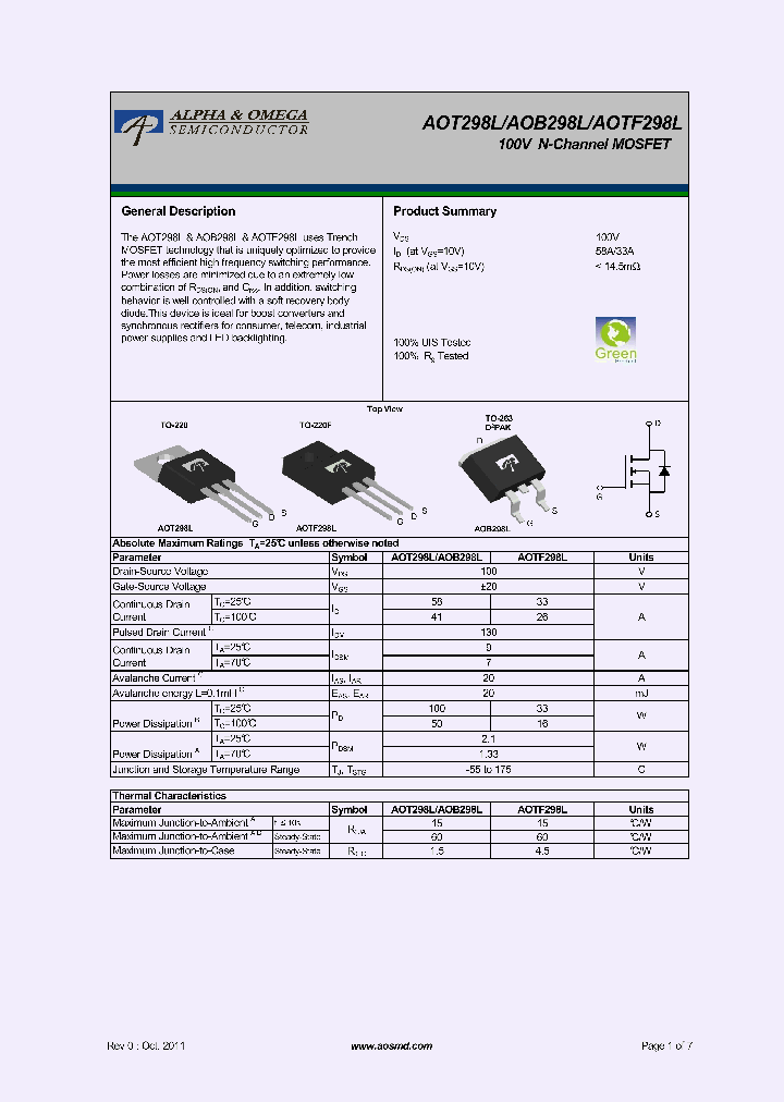 AOT298L_7163255.PDF Datasheet