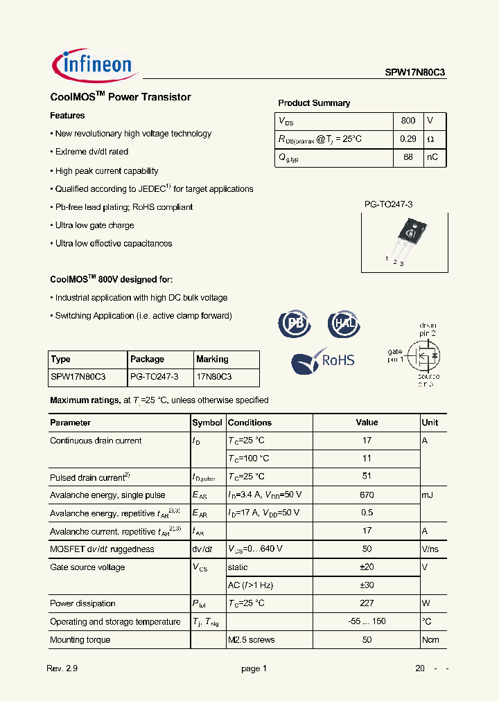 SPW17N80C3A_7182470.PDF Datasheet