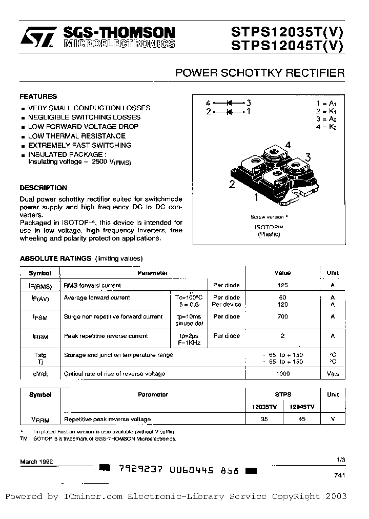 STPS12045T_7185590.PDF Datasheet