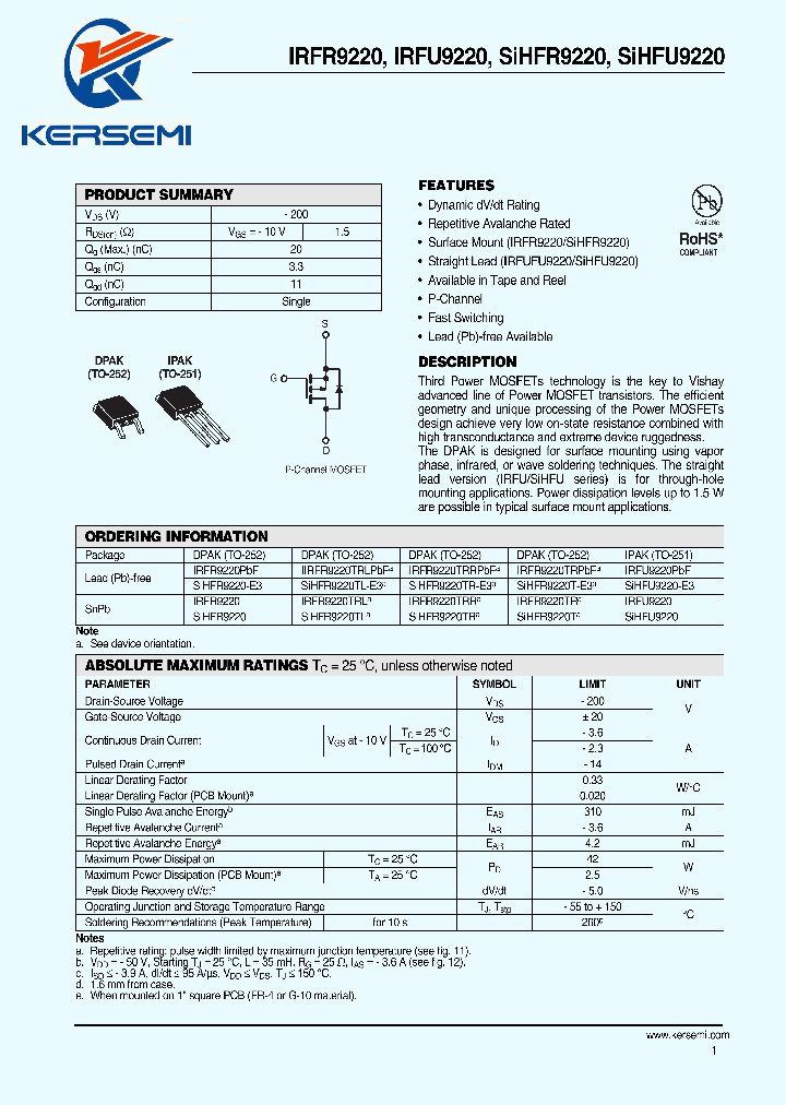 IIRFR9220TRLPBF_7243544.PDF Datasheet