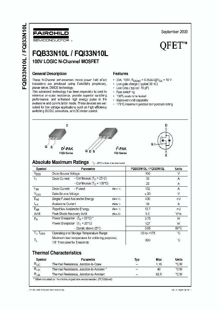 FQB33N10LTM_7246982.PDF Datasheet