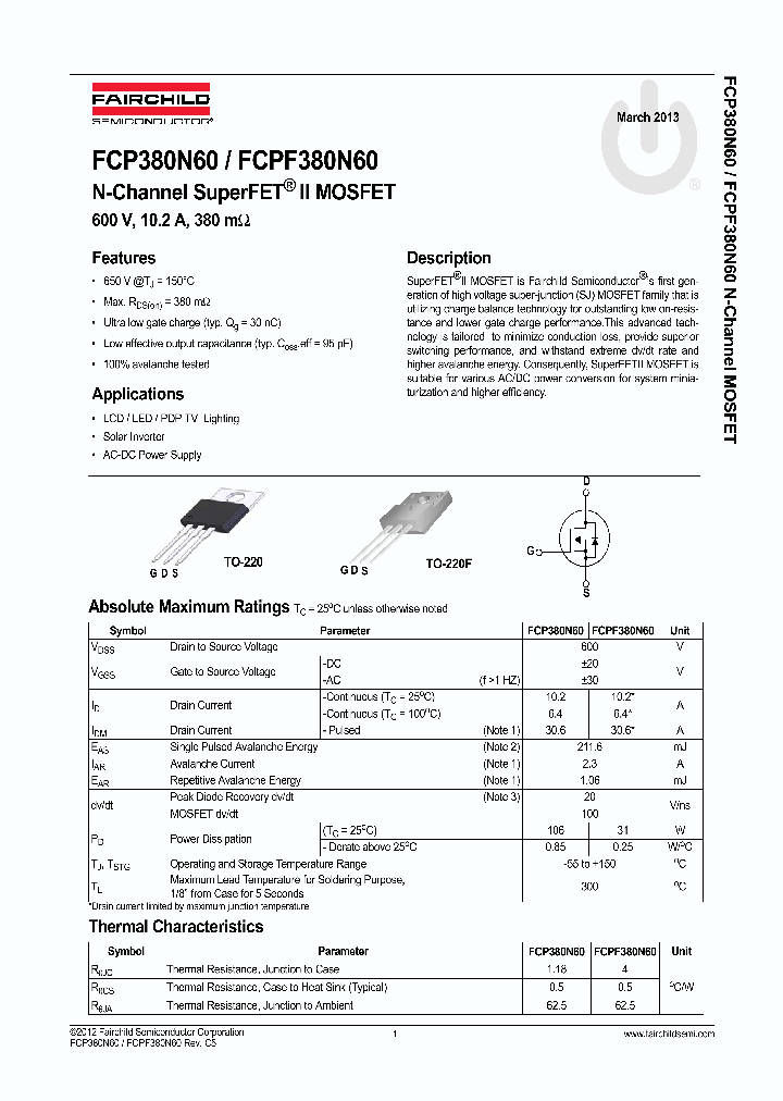 FCP380N60_7249477.PDF Datasheet