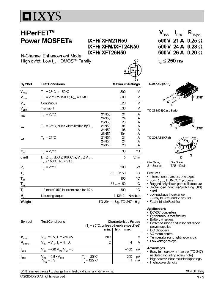 IXFH21N50_7290983.PDF Datasheet