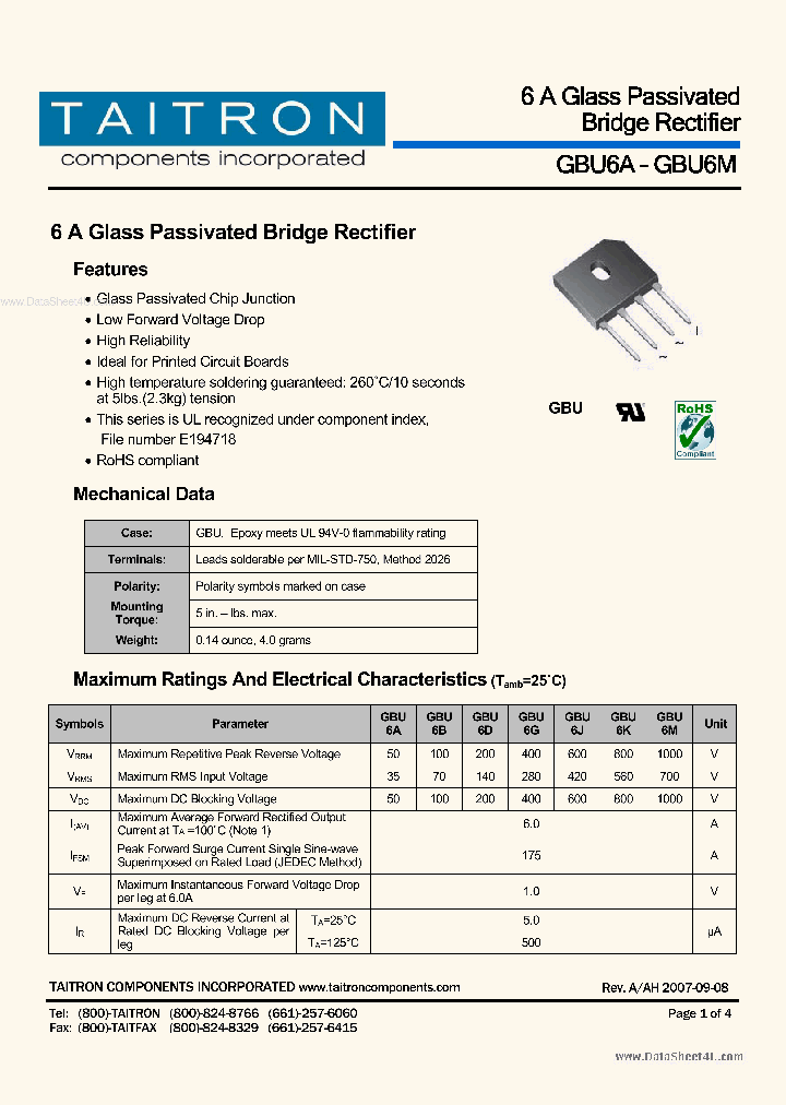 GBU6J_7309495.PDF Datasheet