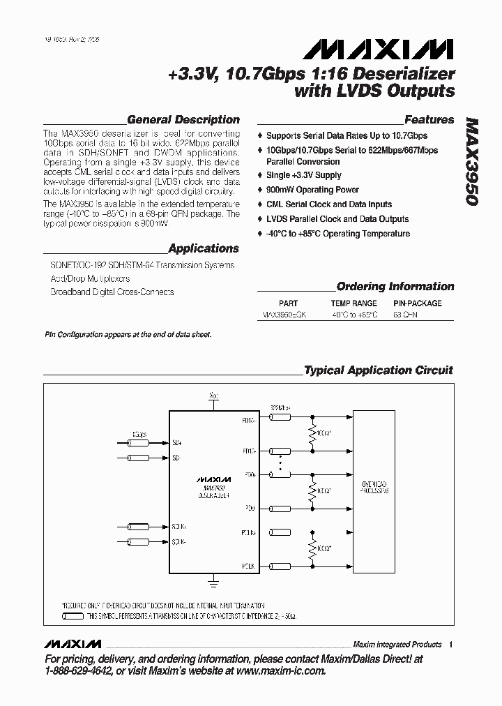 MAX3950EGK-TD_7317004.PDF Datasheet