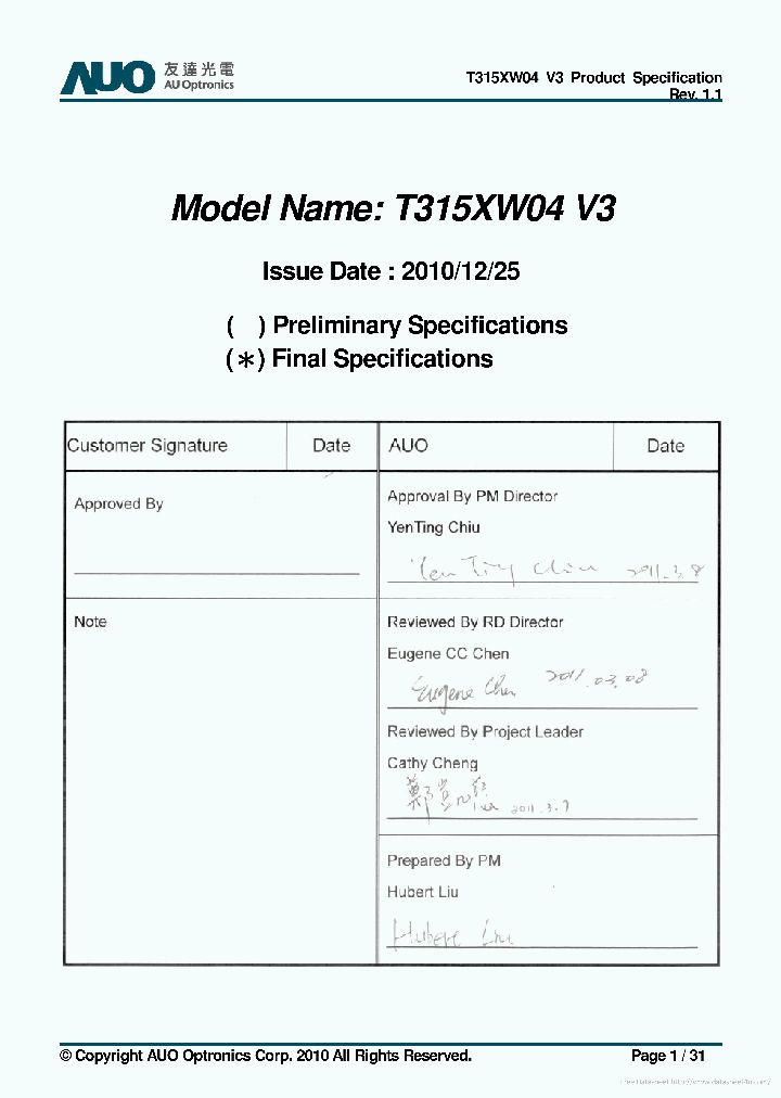 T315XW04-V3_7319719.PDF Datasheet