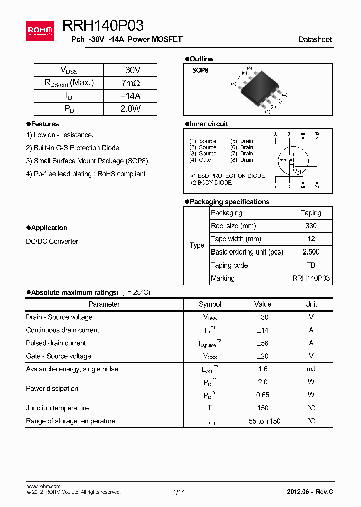 RRH140P03_7328570.PDF Datasheet