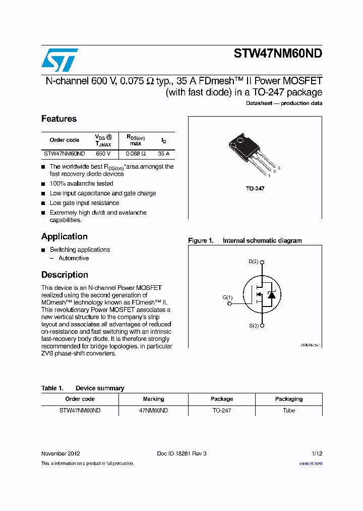 STW47NM60ND_7357778.PDF Datasheet