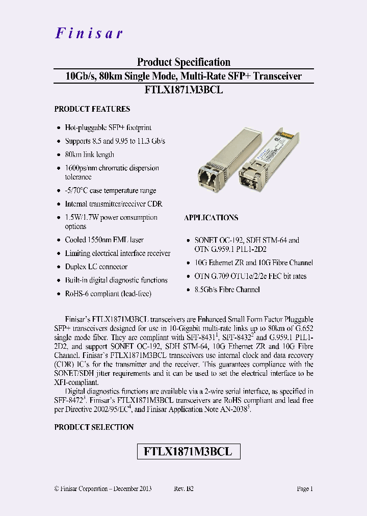 FTLX1871M3BCL_7465125.PDF Datasheet