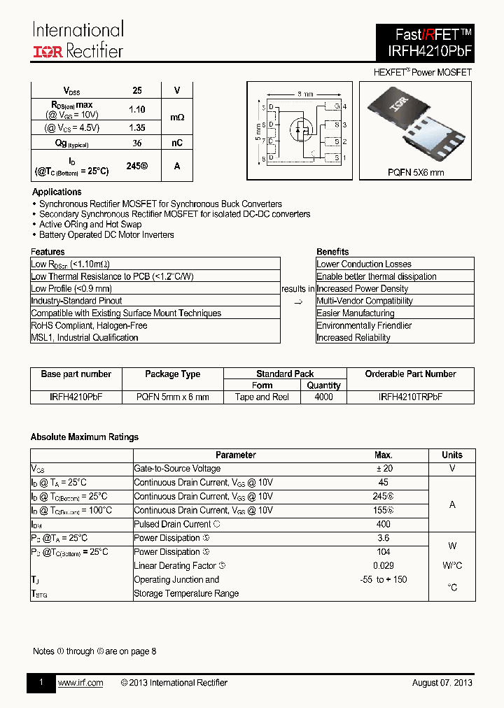 IRFH4210PBF_7486637.PDF Datasheet