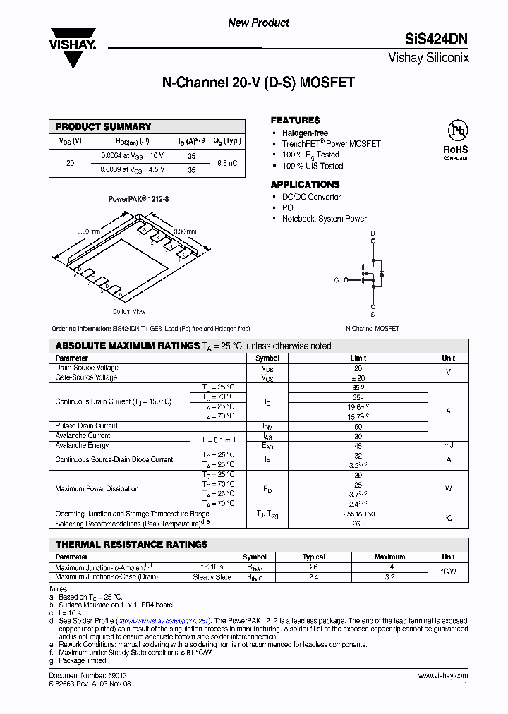 SIS424DN-T1-GE3_7496488.PDF Datasheet