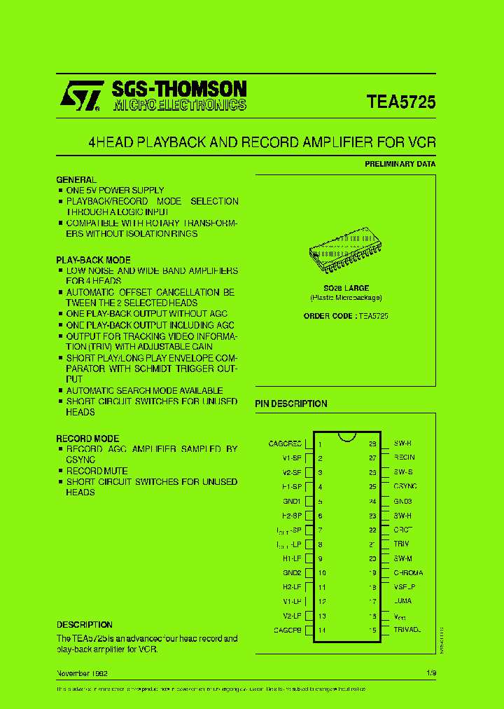 STMICROELECTRONICS-TEA5725_7502853.PDF Datasheet