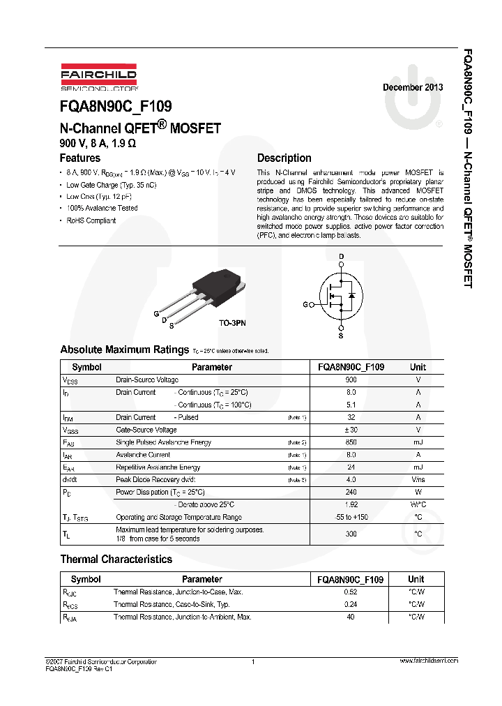 FQA8N90C-F109_7504800.PDF Datasheet