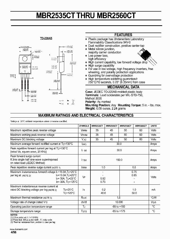 MBR2545CT_7529654.PDF Datasheet